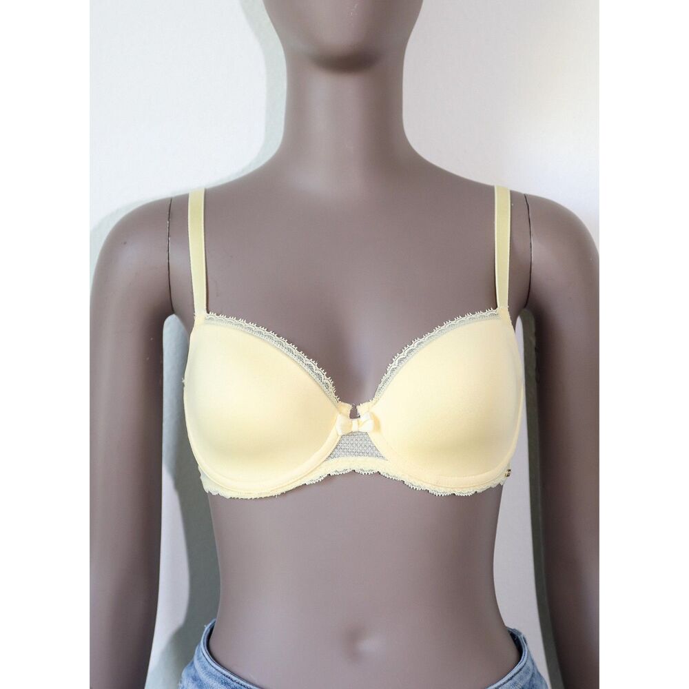 Chantelle Yellow Lace Mesh Casual‎ Supportive TShirt Bra Lingerie Size30DD
